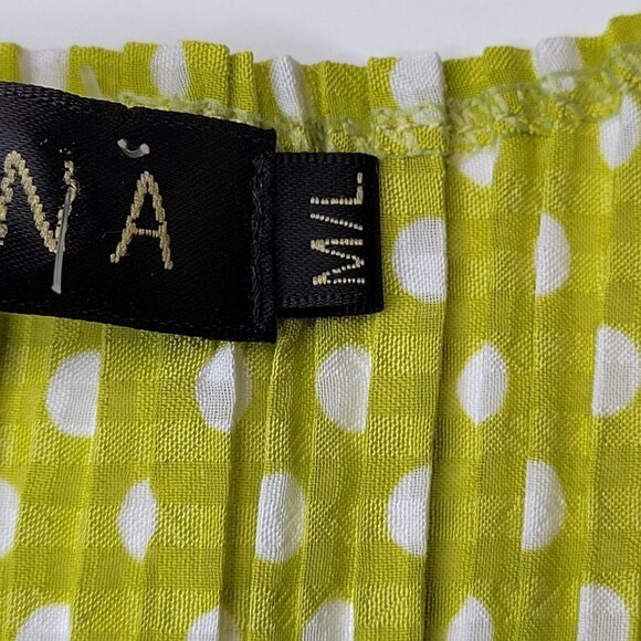 Green and White Polka Dot Accordion Style Sleeveless Blouse Top Size M/L - Picture 4 of 4
